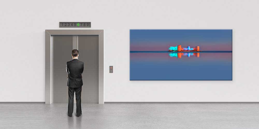 Deniz Üzerinde Tarihi Yapı ve Gece Yansıması Manzaralı Büyük Ebat Duvar Dekor Ürünü 11888