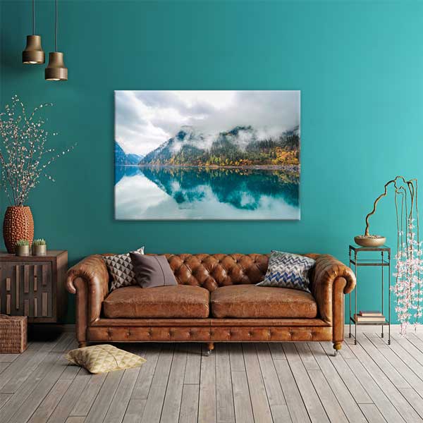 Sisli Dağ ve Göl Yansıması Kanvas Tablo – Fotoğraf Sanatı Duvar Dekoru 13319