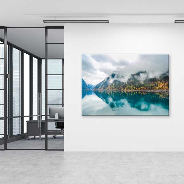 Sisli Dağ ve Göl Yansıması Kanvas Tablo – Fotoğraf Sanatı Duvar Dekoru 13319