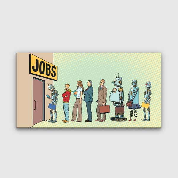 Ofis Duvar Tablosu - İş ve Robotlar – 5456