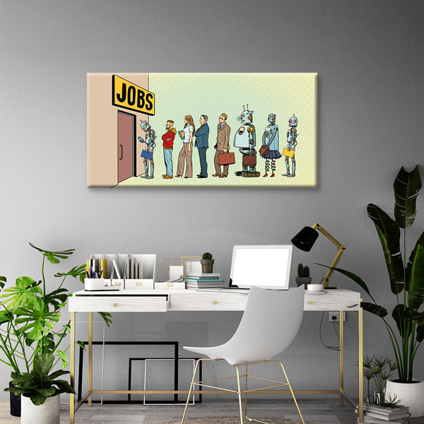 Ofis Duvar Tablosu - İş ve Robotlar – 5456