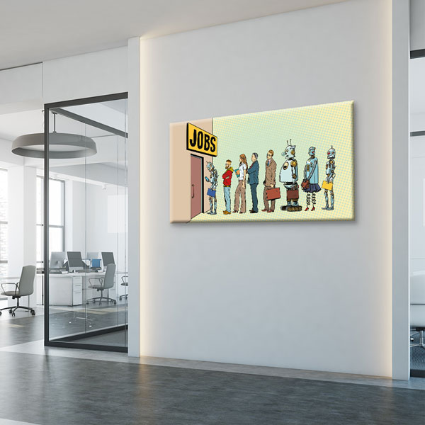 Ofis Duvar Tablosu - İş ve Robotlar – 5456