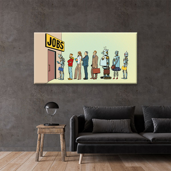 Ofis Duvar Tablosu - İş ve Robotlar – 5456