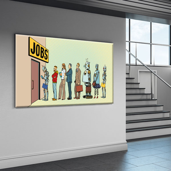 Ofis Duvar Tablosu - İş ve Robotlar – 5456