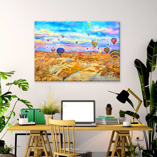 Kapadokya Sanatsal Renkli Balonlar Manzarası Kanvas Tablo 12093
