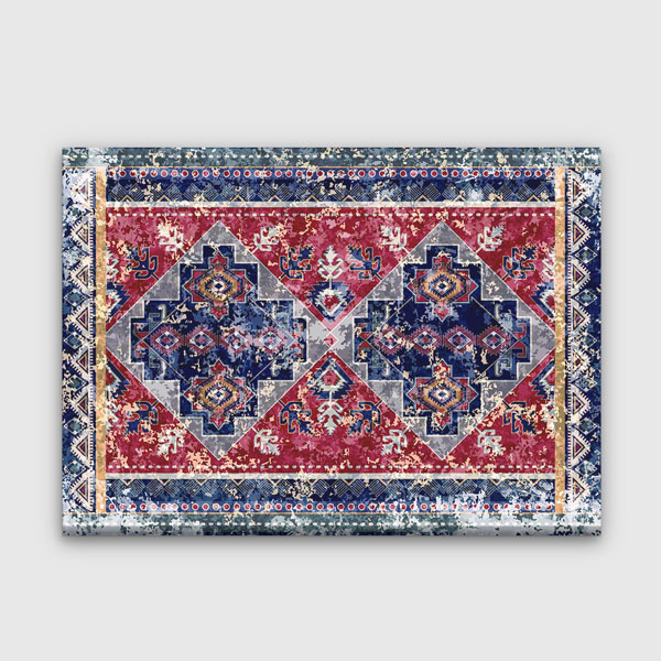 Geleneksel Anadolu Kilim Desenli Bordürlü Duvar Tablosu Kanvas Tablo 12144