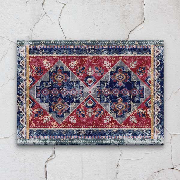 Geleneksel Anadolu Kilim Desenli Bordürlü Duvar Tablosu Kanvas Tablo 12144