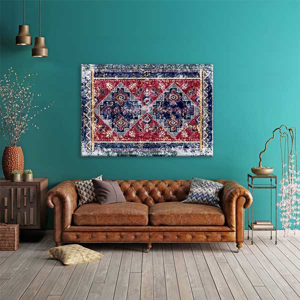 Geleneksel Anadolu Kilim Desenli Bordürlü Duvar Tablosu Kanvas Tablo 12144