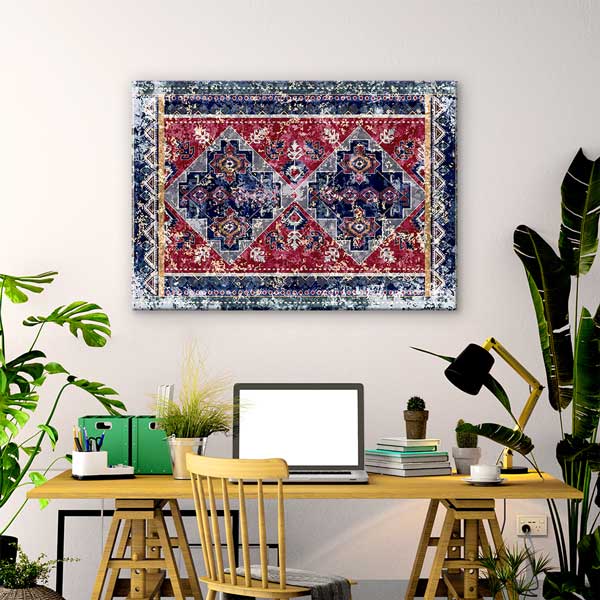 Geleneksel Anadolu Kilim Desenli Bordürlü Duvar Tablosu Kanvas Tablo 12144