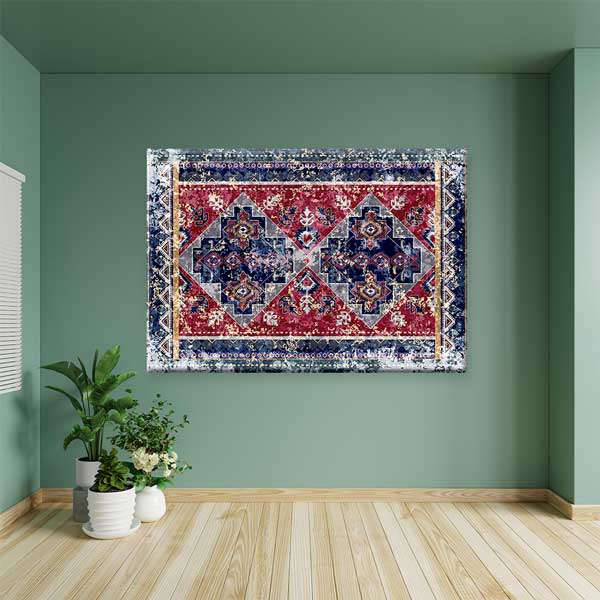 Geleneksel Anadolu Kilim Desenli Bordürlü Duvar Tablosu Kanvas Tablo 12144