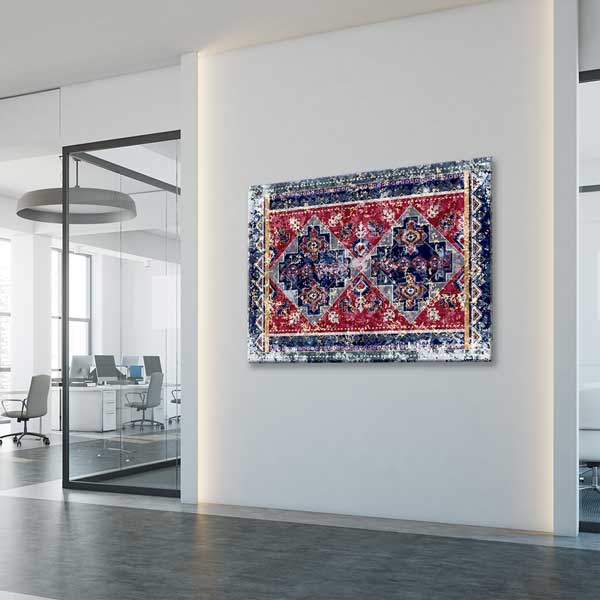 Geleneksel Anadolu Kilim Desenli Bordürlü Duvar Tablosu Kanvas Tablo 12144