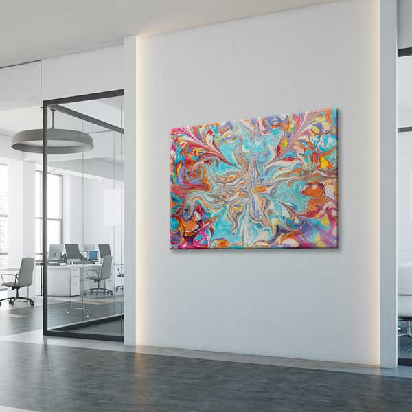 Çok Renkli Modern Ebru Desenli Duvar Tablosu Kanvas Tablo 12131