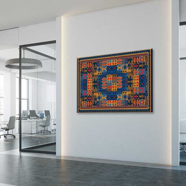 Geleneksel Anadolu Kilim Motifli Simetrik Duvar Tablosu Kanvas Tablo 12146