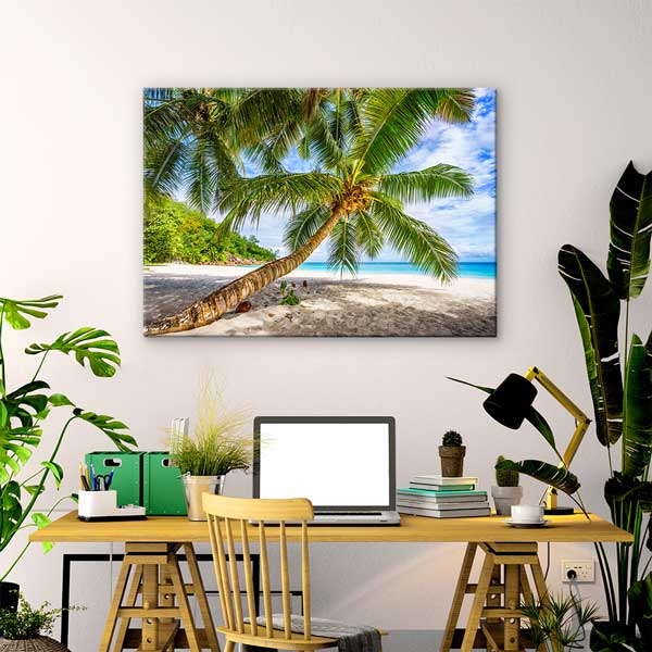 Tropik Palmiye Sahil Kanvas Tablo 13315