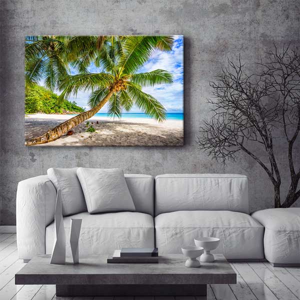 Tropik Palmiye Sahil Kanvas Tablo 13315