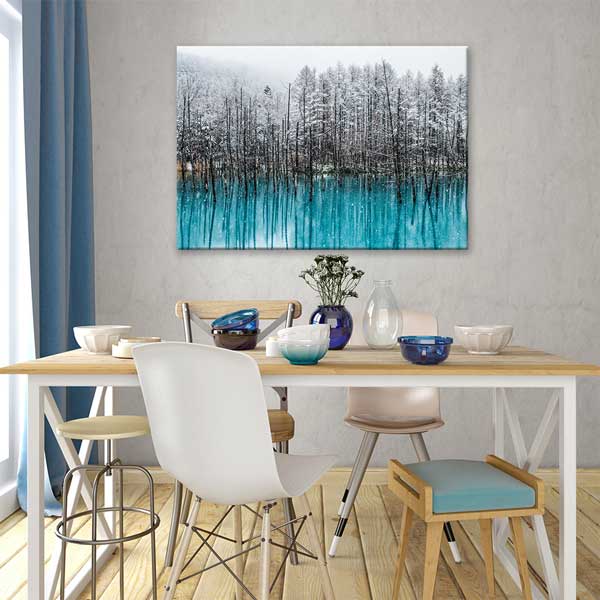 Kış Manzarası Turkuaz Göl Kanvas Tablo 13328