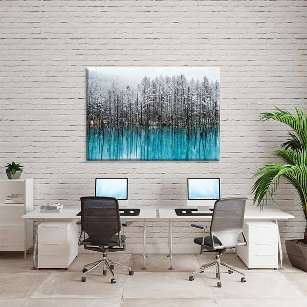 Kış Manzarası Turkuaz Göl Kanvas Tablo 13328