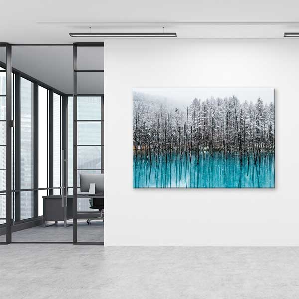 Kış Manzarası Turkuaz Göl Kanvas Tablo 13328