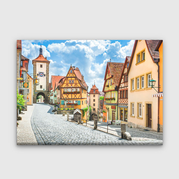 wall-art-decor-13398-00 Avrupa Eski Şehir Sokakları Manzarası Duvar Tablosu 13398