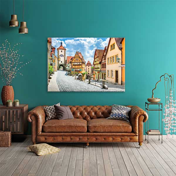 wall-art-decor-13398-01 Avrupa Eski Şehir Sokakları Manzarası Duvar Tablosu 13398