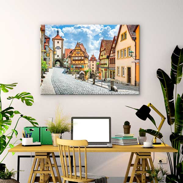 wall-art-decor-13398-02 Avrupa Eski Şehir Sokakları Manzarası Duvar Tablosu 13398