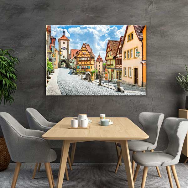 wall-art-decor-13398-03 Avrupa Eski Şehir Sokakları Manzarası Duvar Tablosu 13398