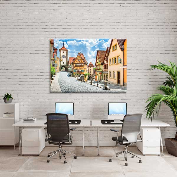 wall-art-decor-13398-04 Avrupa Eski Şehir Sokakları Manzarası Duvar Tablosu 13398