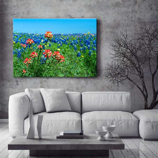 Yabani Bahar Çiçekleri ve Renkli Çayır Manzarası Kanvas Tablo 13611