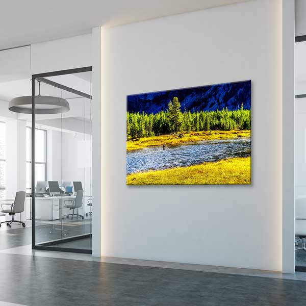 Nehir Kıyısı ve Çam Ormanları Doğa Manzarası Fotoğraf Sanatı Kanvas Tablo 13628