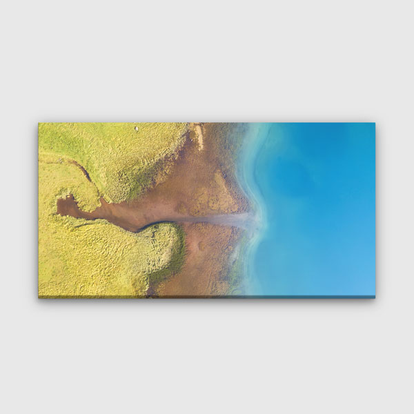 Soyut Kıyı Çizgisi Kuş Bakışı Göl ve Arazi Manzarası Kanvas Tablo – 13695