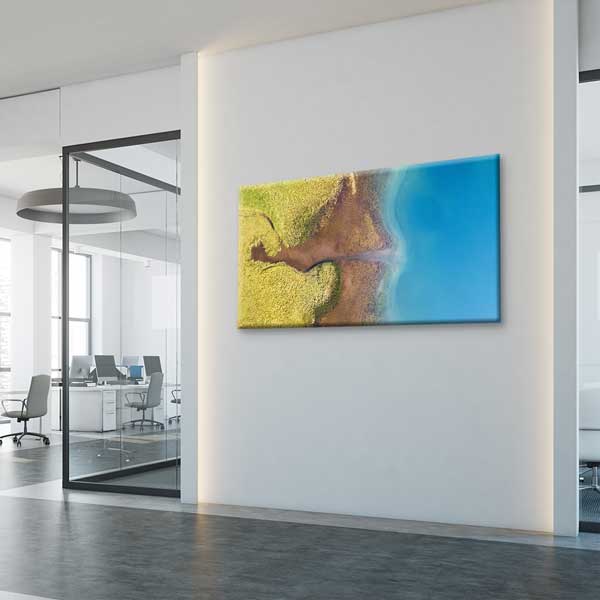 Soyut Kıyı Çizgisi Kuş Bakışı Göl ve Arazi Manzarası Kanvas Tablo – 13695