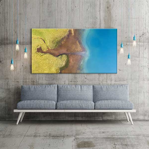 Soyut Kıyı Çizgisi Kuş Bakışı Göl ve Arazi Manzarası Kanvas Tablo – 13695