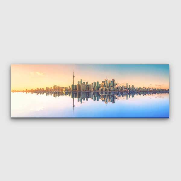 wall-art-decor-13921-00 Yansımalı Modern Şehir Silüeti Panoramik Şehir Manzarası Duvar Tablosu 13921