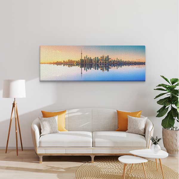 Yansımalı Modern Şehir Silüeti Panoramik Şehir Manzarası Duvar Tablosu 13921