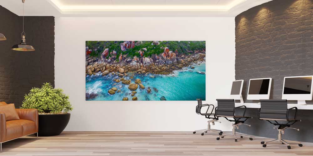 Kayalık Kıyı ve Turkuaz Deniz Fotoğraf Sanatı Büyük Ebat Duvar Dekoru 14103