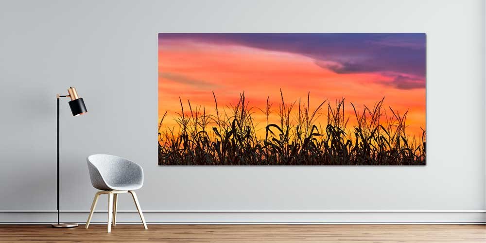 Gün Batımında Kırsal Tarla Silüeti Büyük Ebat Duvar Dekor Ürünü 14145