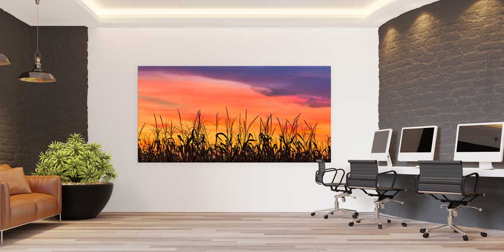 Gün Batımında Kırsal Tarla Silüeti Büyük Ebat Duvar Dekor Ürünü 14145
