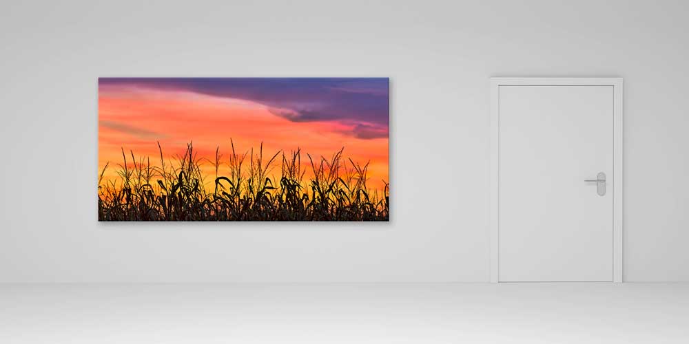 Gün Batımında Kırsal Tarla Silüeti Büyük Ebat Duvar Dekor Ürünü 14145