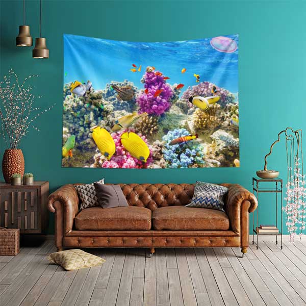 wall-art-decor-14300-01 Renkli Mercan Resifleri ve Tropikal Balıklar Duvar Örtüsü 14300