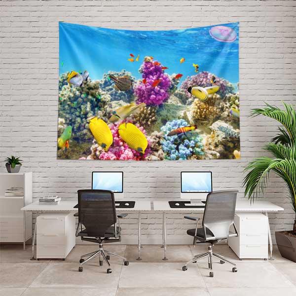 wall-art-decor-14300-02 Renkli Mercan Resifleri ve Tropikal Balıklar Duvar Örtüsü 14300
