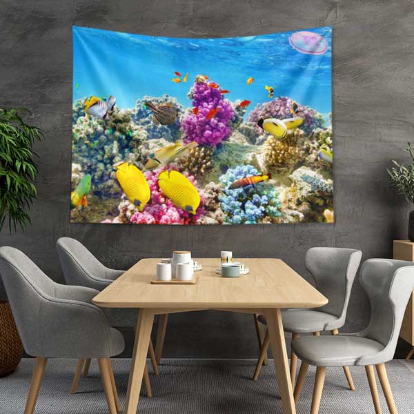 wall-art-decor-14300-03 Renkli Mercan Resifleri ve Tropikal Balıklar Duvar Örtüsü 14300