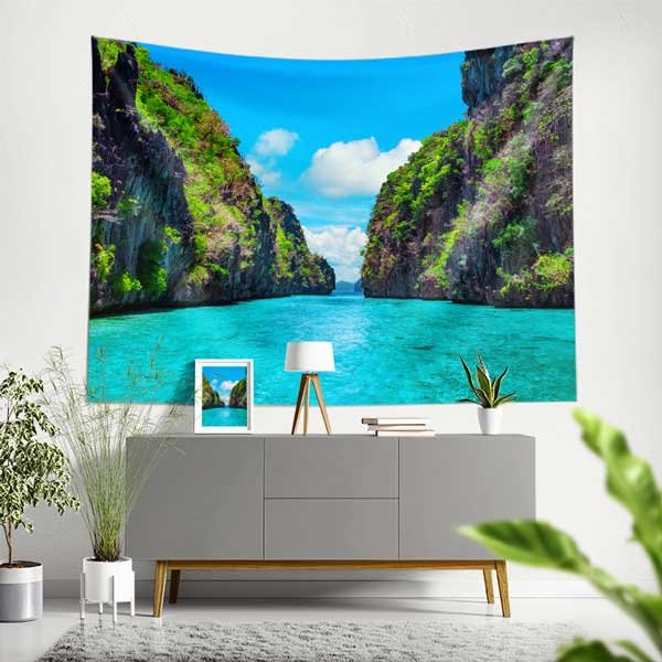 Tropik Lagün Manzarası Asya Temalı Duvar Örtüsü 14311