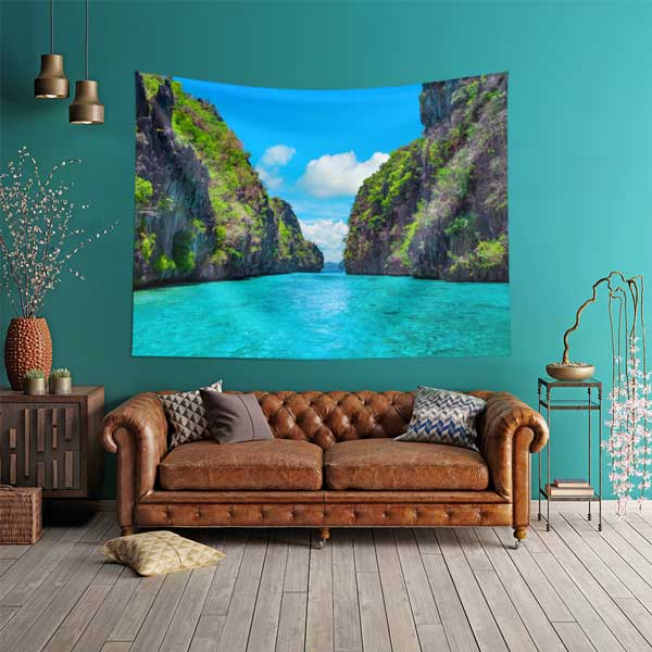 Tropik Lagün Manzarası Asya Temalı Duvar Örtüsü 14311