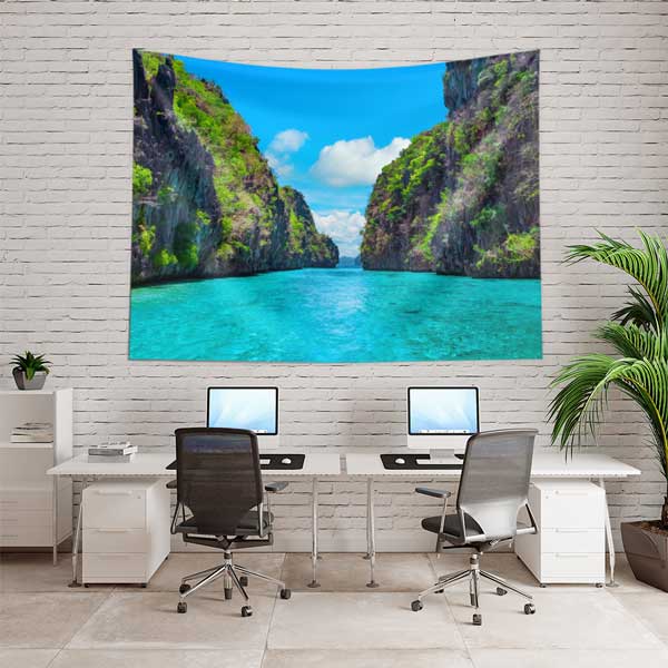 Tropik Lagün Manzarası Asya Temalı Duvar Örtüsü 14311