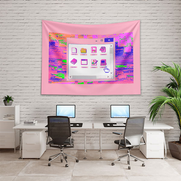 Retro Pixel Arayüz Tasarımlı Teknoloji Duvar Örtüsü 5407