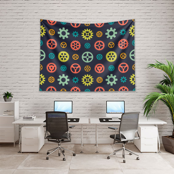 Renkli Dişli Çark Desenli Endüstriyel Duvar Örtüsü 5498