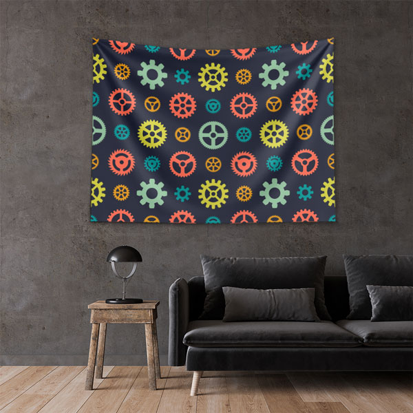 Renkli Dişli Çark Desenli Endüstriyel Duvar Örtüsü 5498