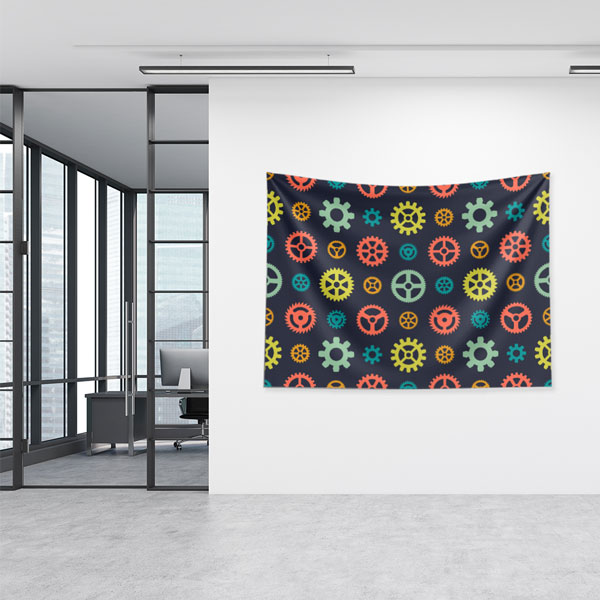 Renkli Dişli Çark Desenli Endüstriyel Duvar Örtüsü 5498