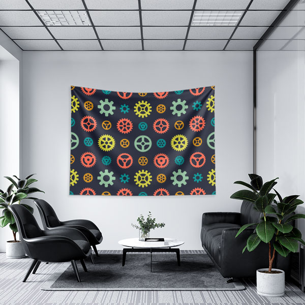 Renkli Dişli Çark Desenli Endüstriyel Duvar Örtüsü 5498