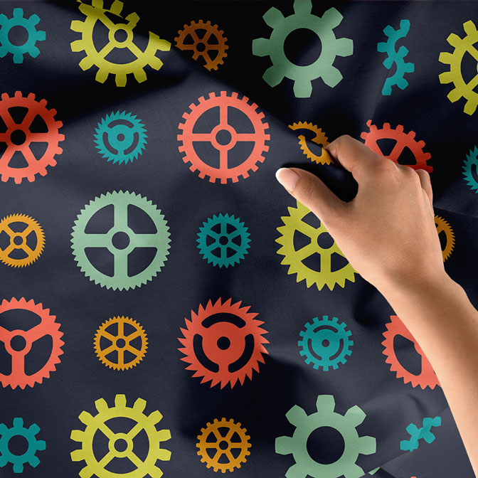 Renkli Dişli Çark Desenli Endüstriyel Duvar Örtüsü 5498